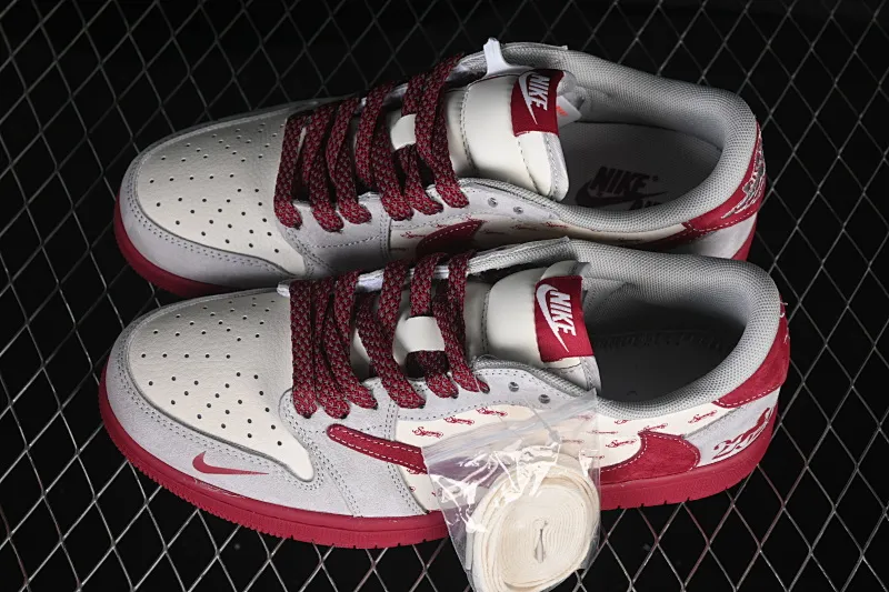 All categories Air Jordan Jordan series basketball shoes Air Jordan 1 Low high-end customized low-top sneakers Air Jordan 1 Low AJ1 Joe 1 Year of the Horse limited edition retro white and red high-end customized low-top retro basketball shoes JP2026-115